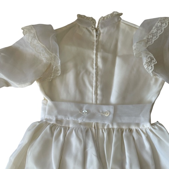 Vintage JCPenney 1st Communion Dress with Veil, Lace Trim, Long Sleeve, Size 6X - Picture 4 of 12
